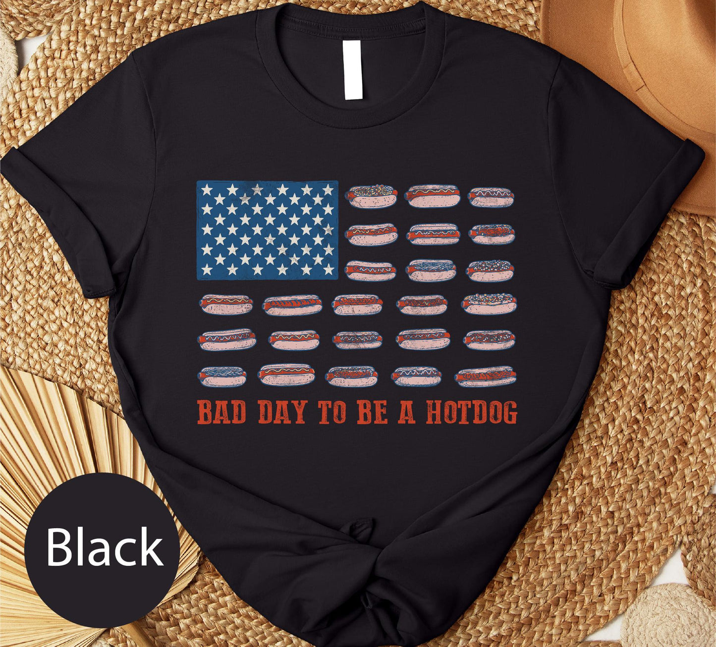 Bad Day to Be a Hotdog Shirt, Funny Fourth of July Comfort Colors Shirt, 4th of July T-shirt, USA Flag Hotdog BBQ Humor, Funny American Top