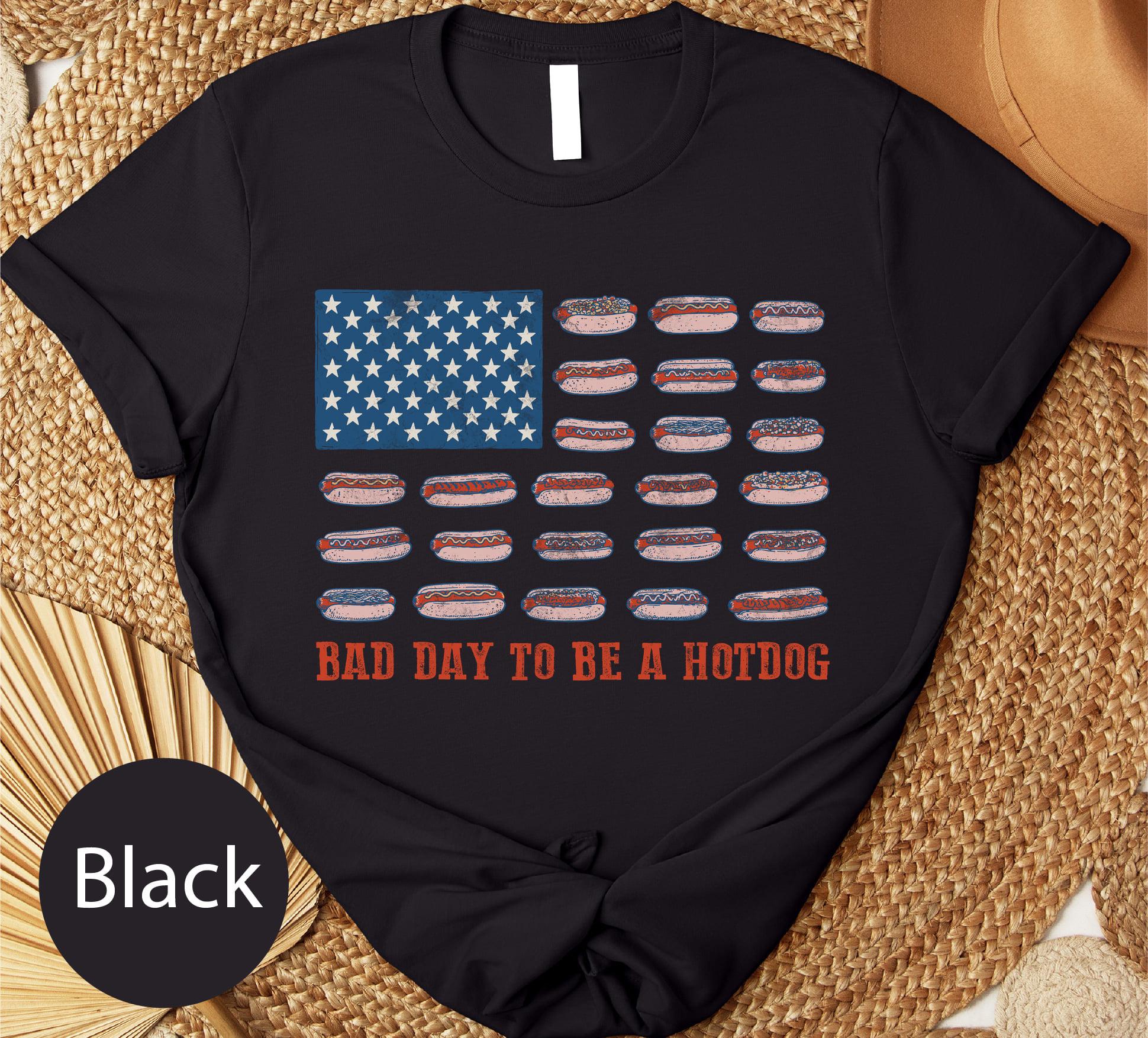 Bad Day to Be a Hotdog Shirt, Funny Fourth of July Comfort Colors Shirt, 4th of July T-shirt, USA Flag Hotdog BBQ Humor, Funny American Top