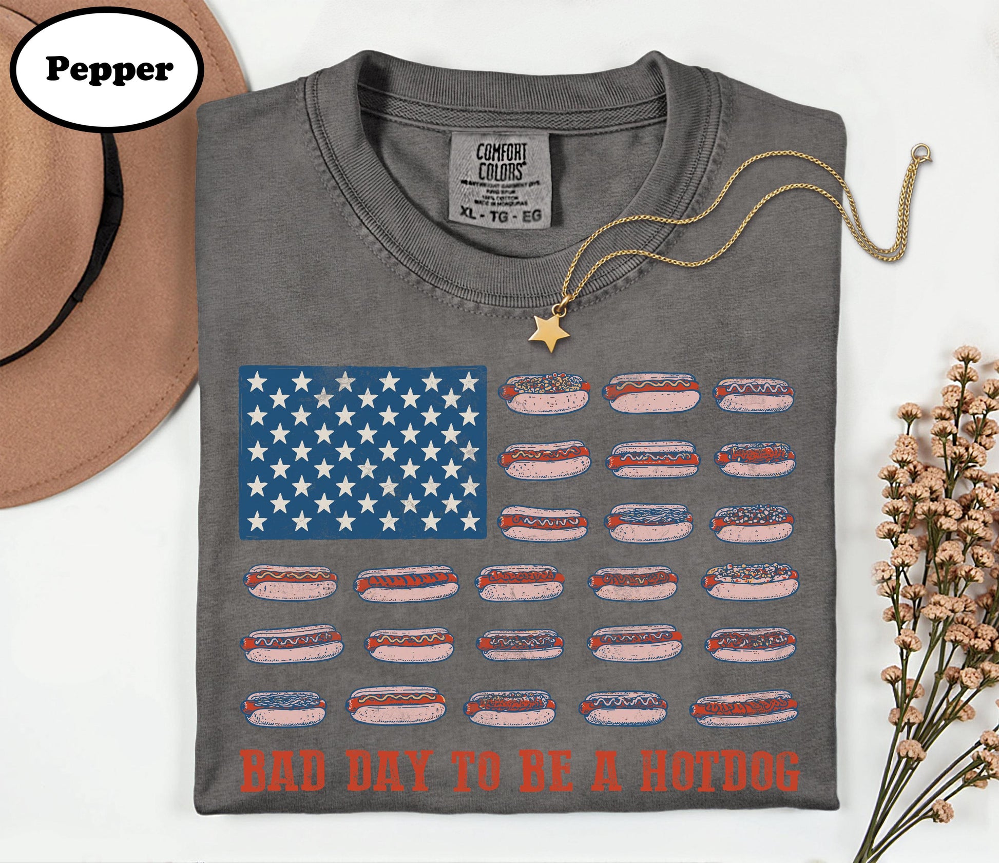Bad Day to Be a Hotdog Shirt, Funny Fourth of July Comfort Colors Shirt, 4th of July T-shirt, USA Flag Hotdog BBQ Humor, Funny American Top