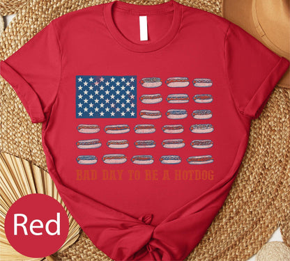 Bad Day to Be a Hotdog Shirt, Funny Fourth of July Comfort Colors Shirt, 4th of July T-shirt, USA Flag Hotdog BBQ Humor, Funny American Top