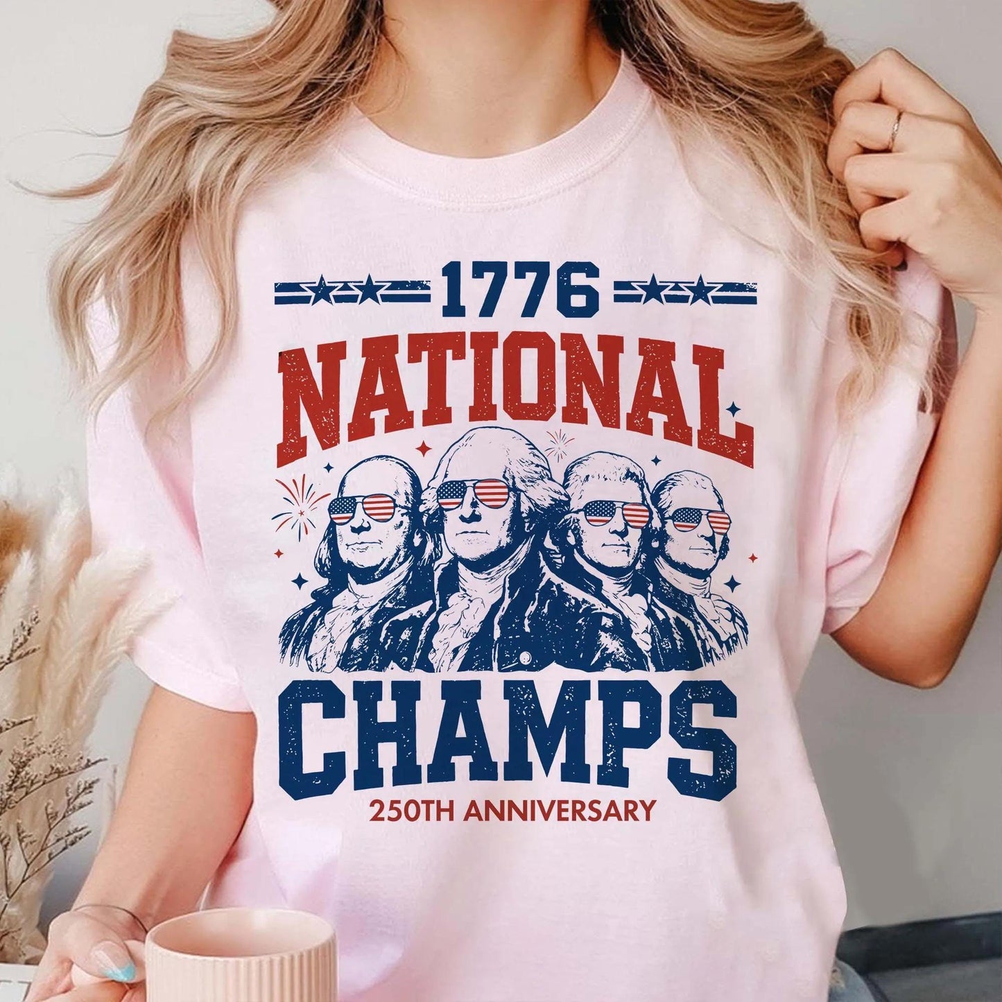 1776 National Champs Shirt, Vintage Washington Tee, Funny Founding Fathers T-Shirt, Patriotic Sports Parody 250th Anniversary Top