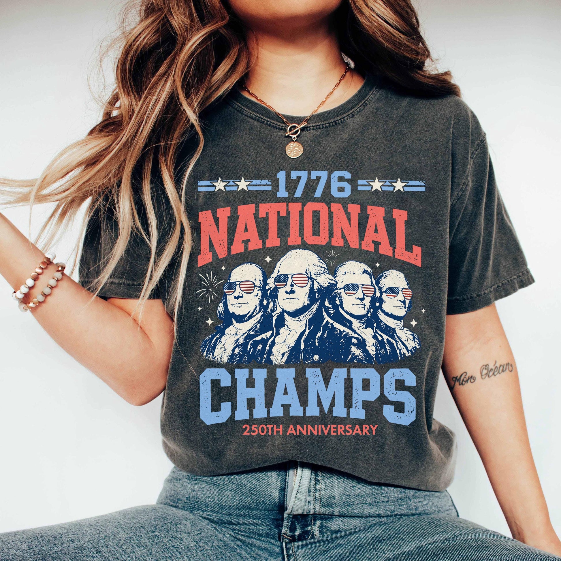 1776 National Champs Shirt, Vintage Washington Tee, Funny Founding Fathers T-Shirt, Patriotic Sports Parody 250th Anniversary Top