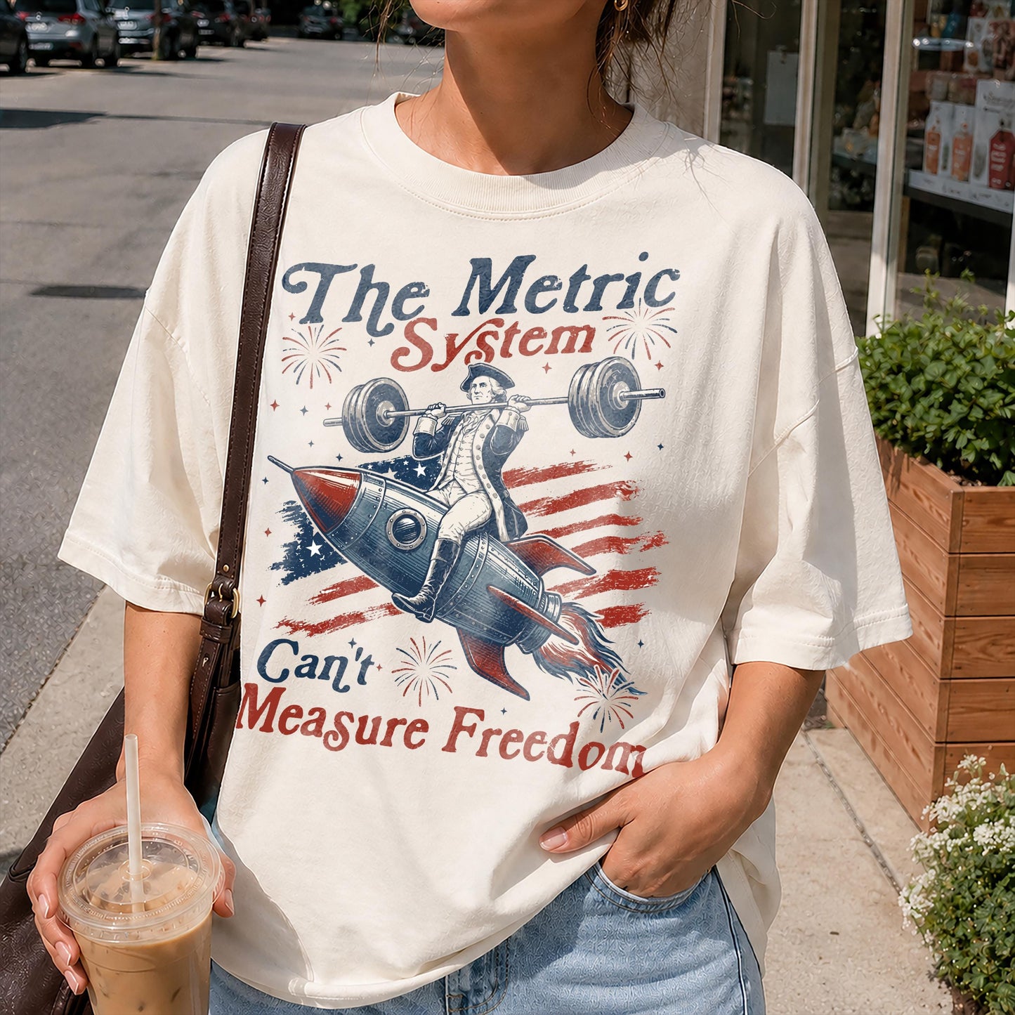 Vintage Metric System Cant Measure Freedom Shirt, Funny Founding Father Gym, Sarcastic 4th Of July American Eagle Tshirt, Unhinged Meme Gift