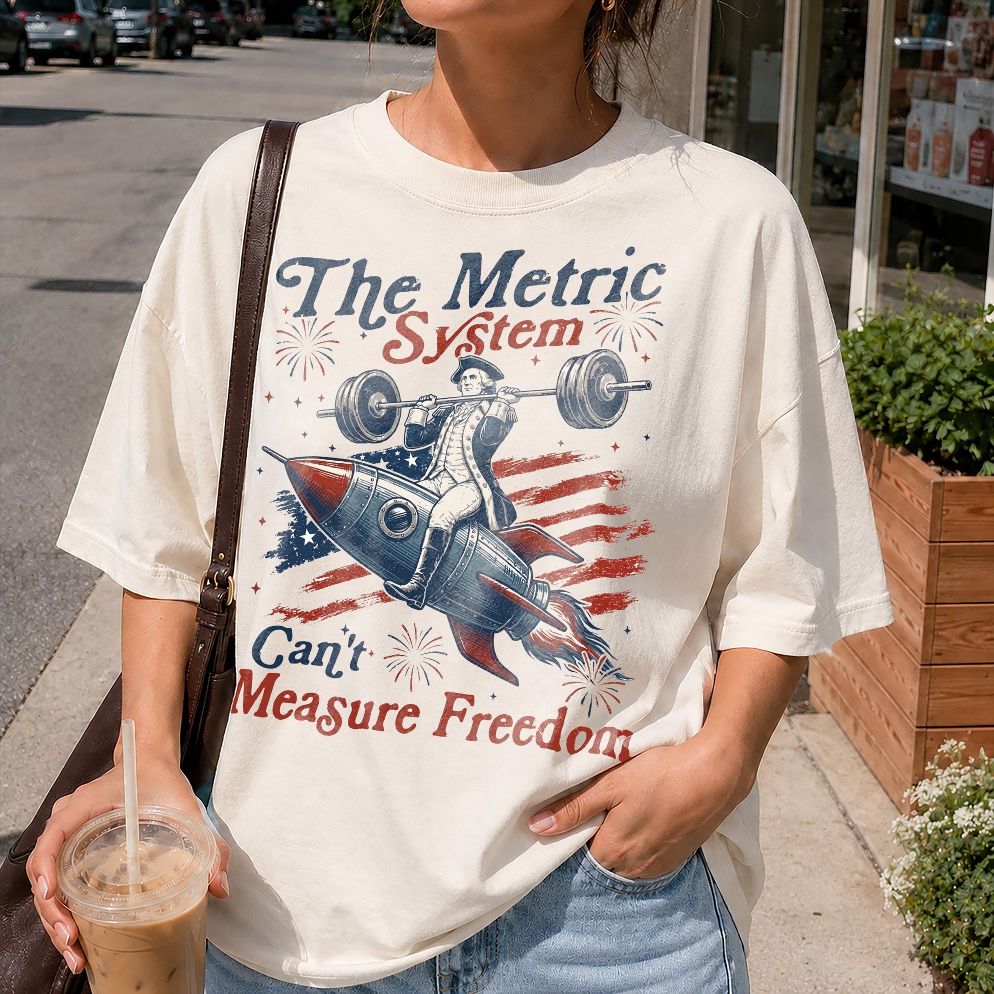 Vintage Metric System Cant Measure Freedom Shirt, Funny Founding Father Gym, Sarcastic 4th Of July American Eagle Tshirt, Unhinged Meme Gift
