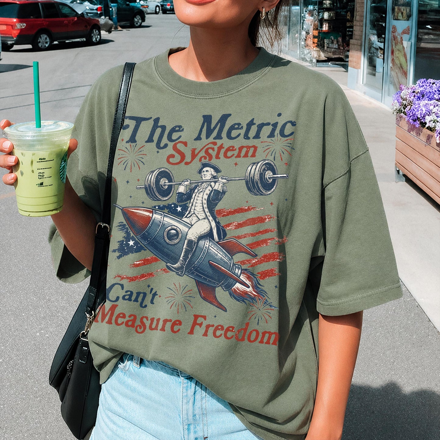 Vintage Metric System Cant Measure Freedom Shirt, Funny Founding Father Gym, Sarcastic 4th Of July American Eagle Tshirt, Unhinged Meme Gift