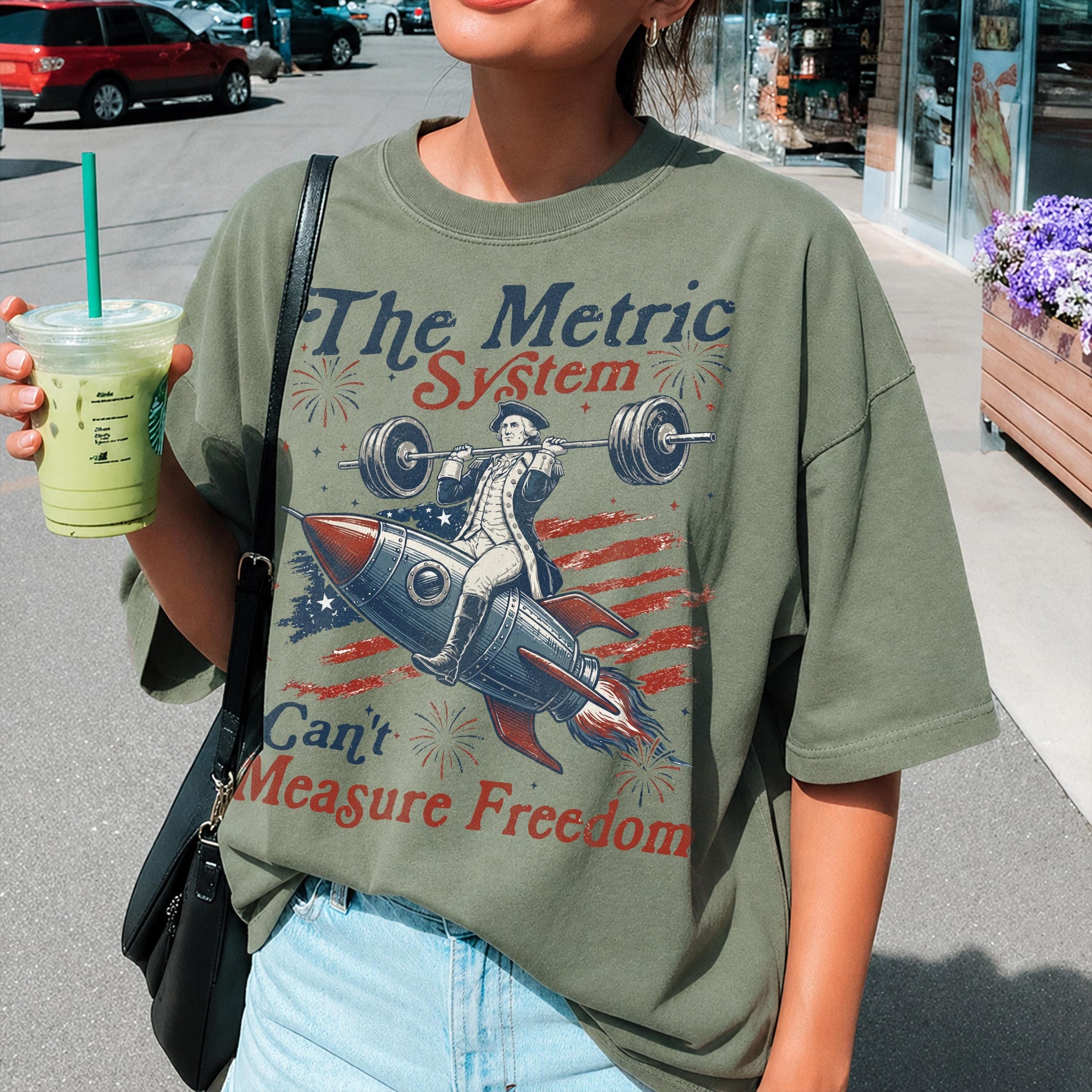 Vintage Metric System Cant Measure Freedom Shirt, Funny Founding Father Gym, Sarcastic 4th Of July American Eagle Tshirt, Unhinged Meme Gift