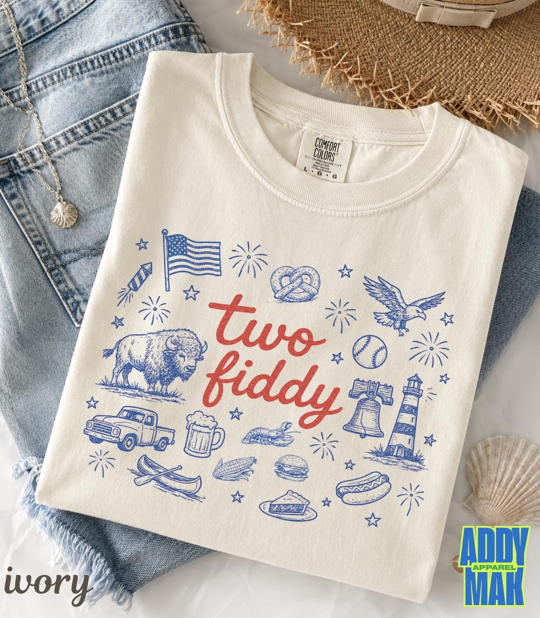 Two Fiddy Shirt, America 250 Shirt, Patriotic Doodle Tee, USA 1776 2026 Shirt, Comfort Colors Graphic Tee, Americana Summer Shirt