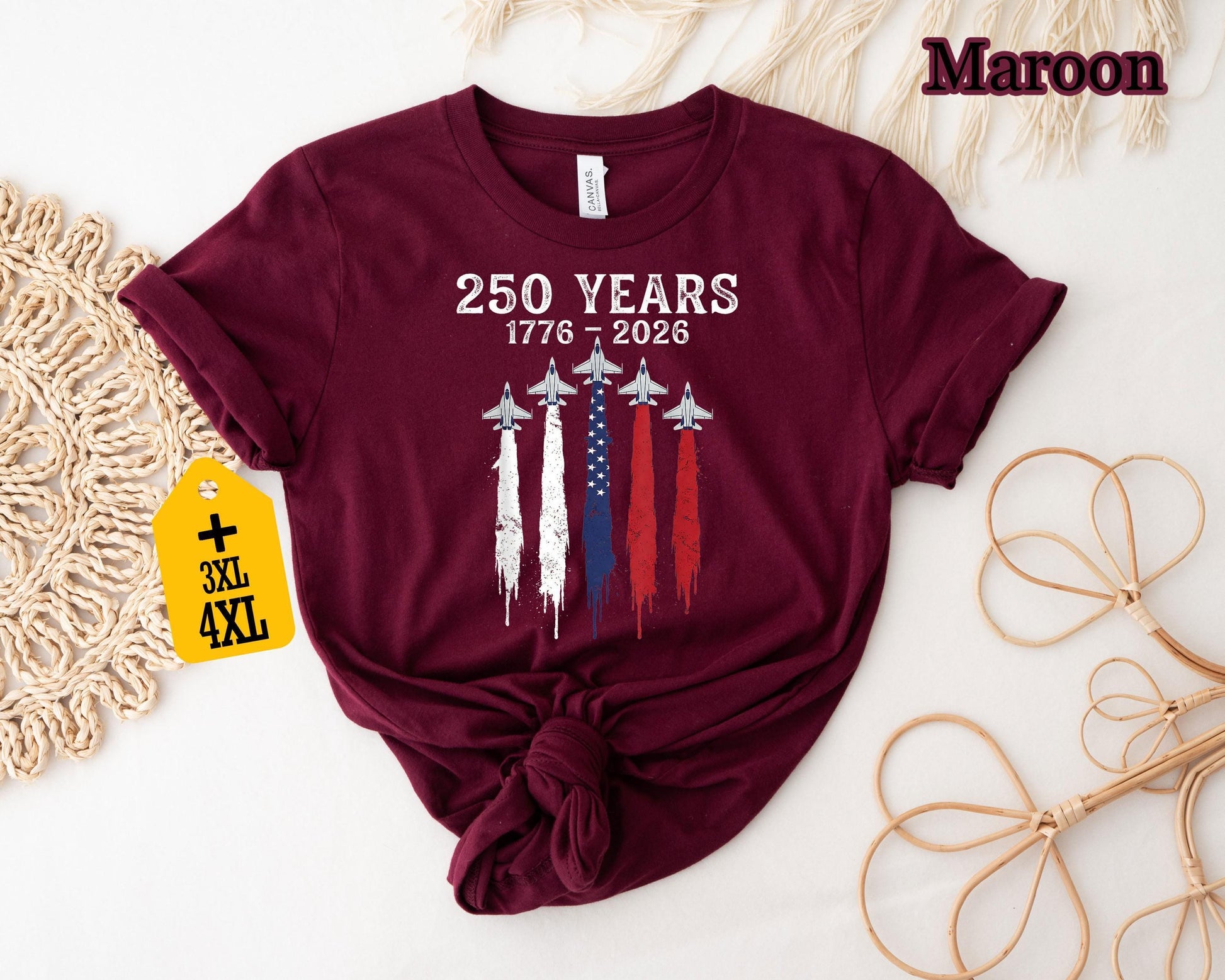 USA 250 Years Shirt, Patriotic Jet Fighter Shirt, America 250th Anniversary Shirt, Independence Day Tee, USA 1776-2026 Shirt