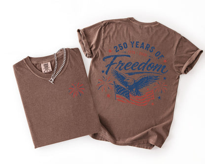 Comfort Colors® 250 Years of Freedom Shirt,America 250th Anniversary Shirt, Patriotic Eagle Comfort Colors Shirt, USA Independence Day Shirt