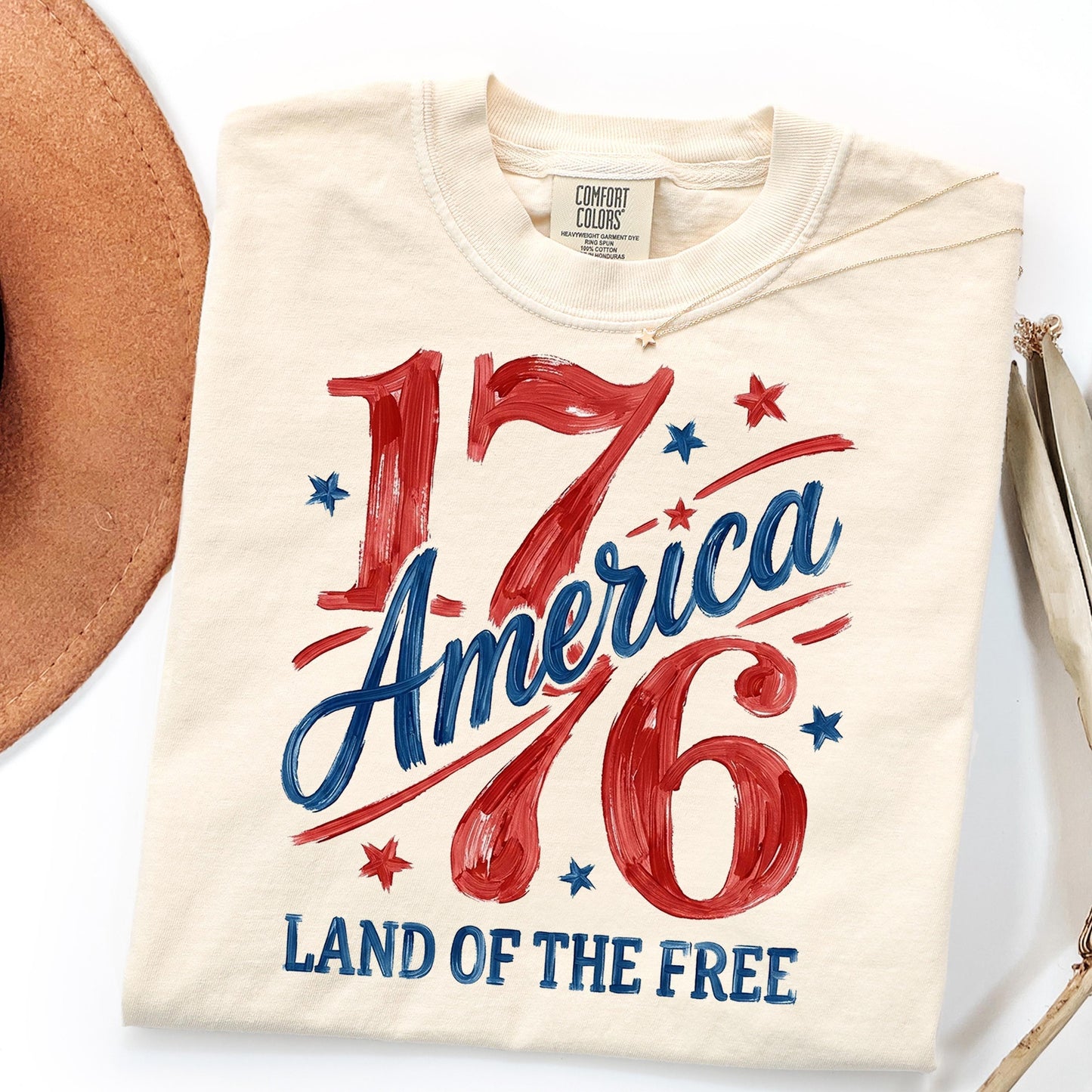 Comfort Colors 1776 America Shirt, 4th of July T-Shirt, Retro Land of the Free Shirt, Patriotic USA Graphic Shirt, Freedom Celebration Tee