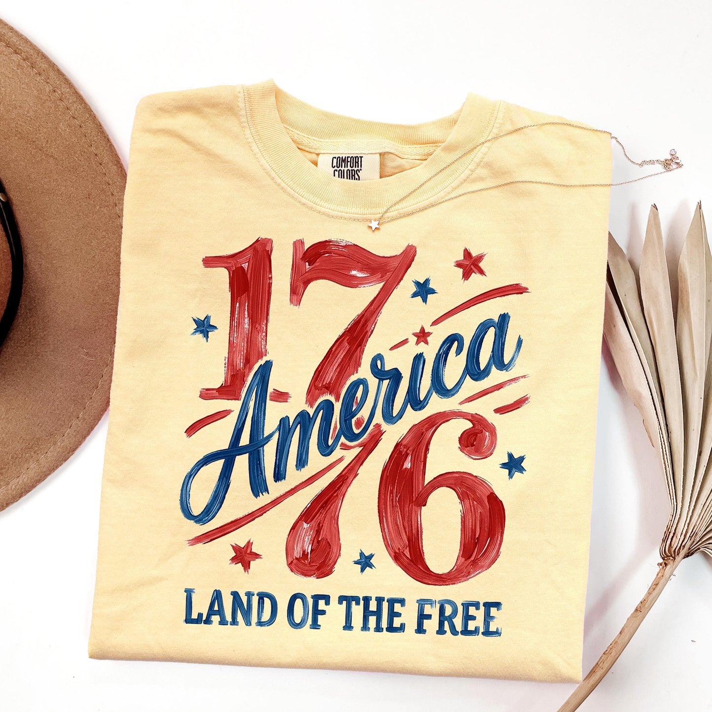 Comfort Colors 1776 America Shirt, 4th of July T-Shirt, Retro Land of the Free Shirt, Patriotic USA Graphic Shirt, Freedom Celebration Tee