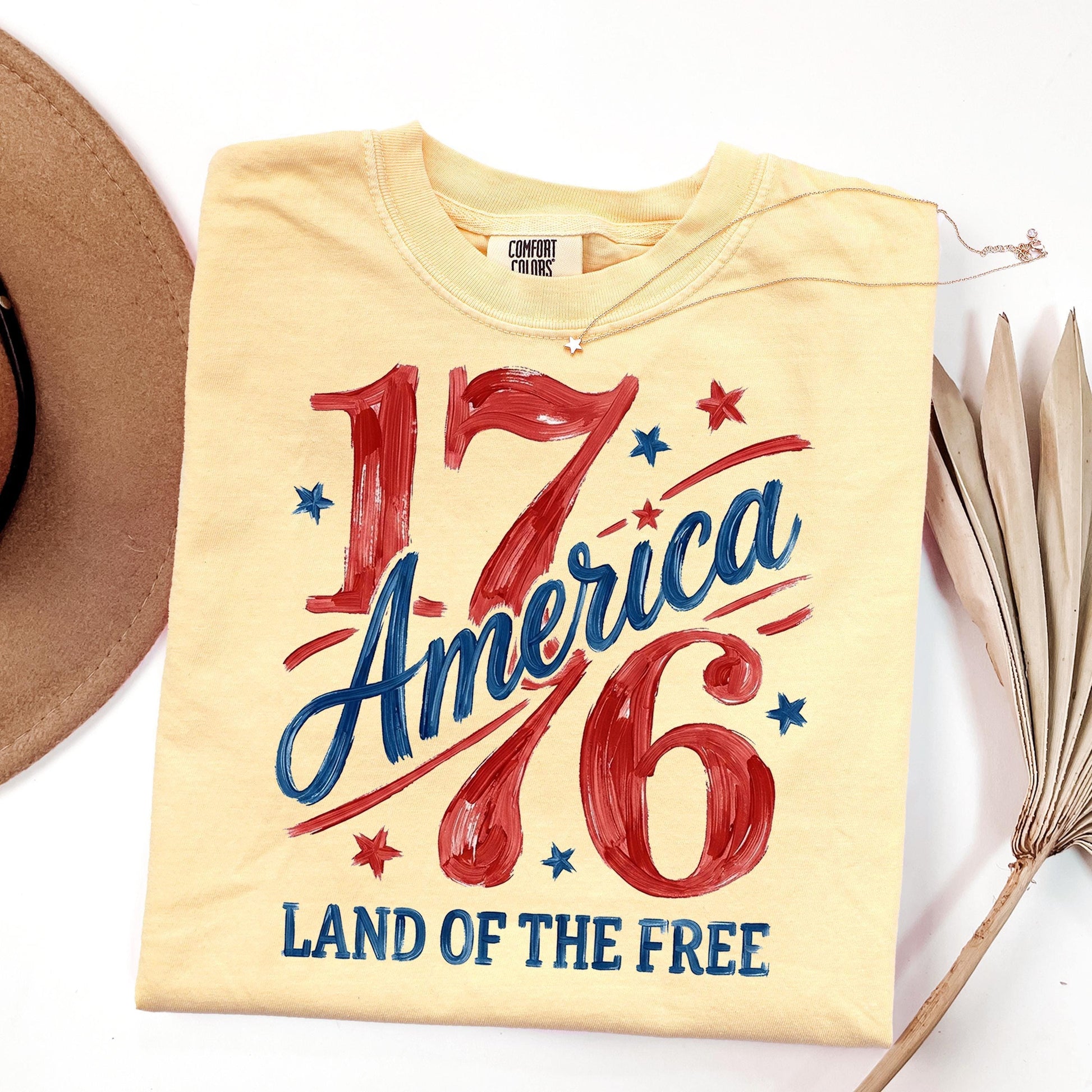 Comfort Colors 1776 America Shirt, 4th of July T-Shirt, Retro Land of the Free Shirt, Patriotic USA Graphic Shirt, Freedom Celebration Tee