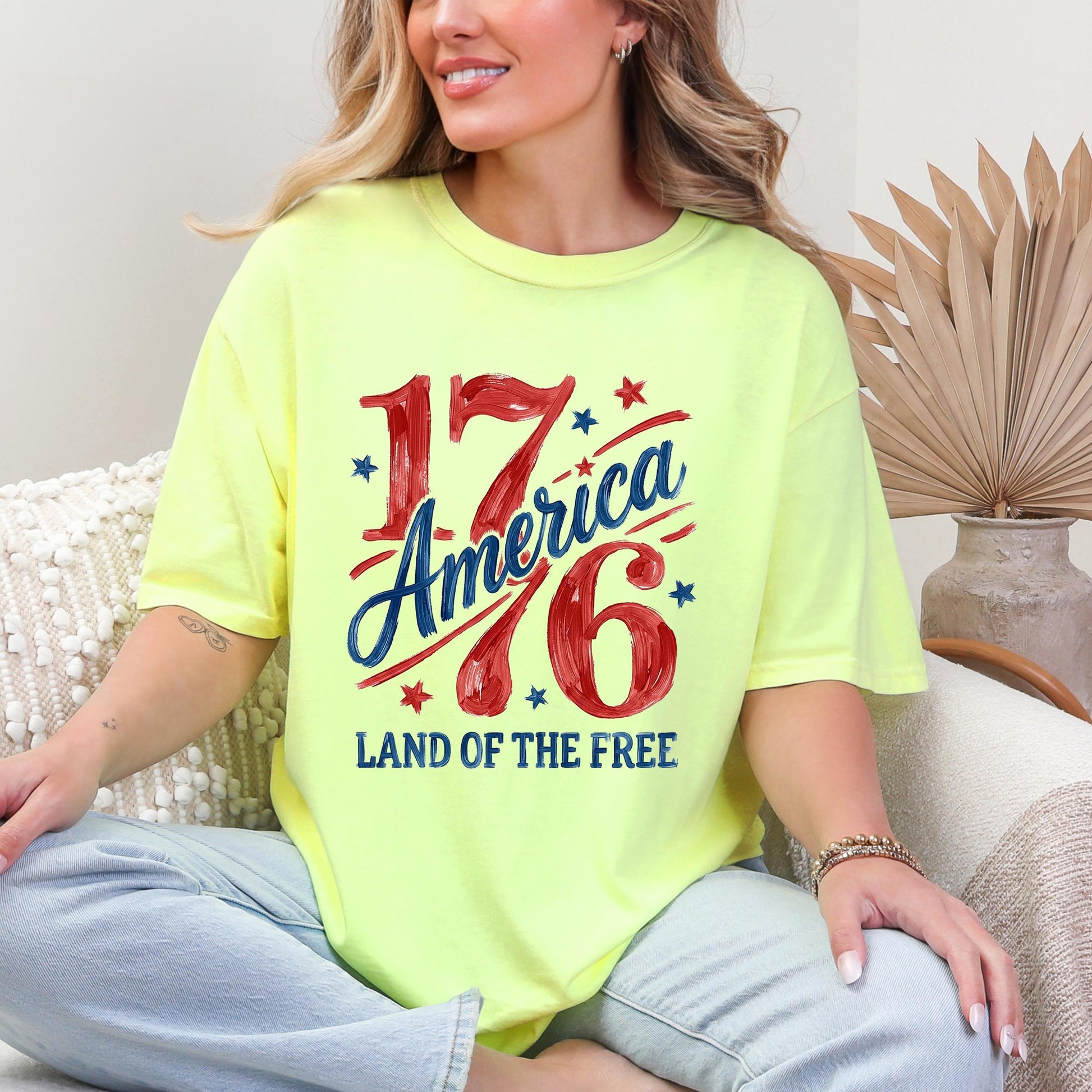 Comfort Colors 1776 America Shirt, 4th of July T-Shirt, Retro Land of the Free Shirt, Patriotic USA Graphic Shirt, Freedom Celebration Tee