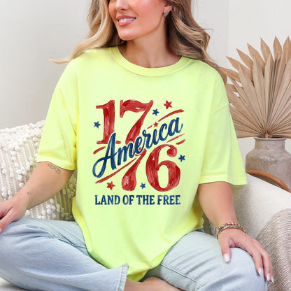 Comfort Colors 1776 America Shirt, 4th of July T-Shirt, Retro Land of the Free Shirt, Patriotic USA Graphic Shirt, Freedom Celebration Tee