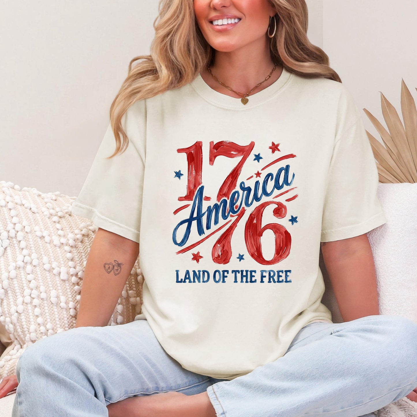 Comfort Colors 1776 America Shirt, 4th of July T-Shirt, Retro Land of the Free Shirt, Patriotic USA Graphic Shirt, Freedom Celebration Tee