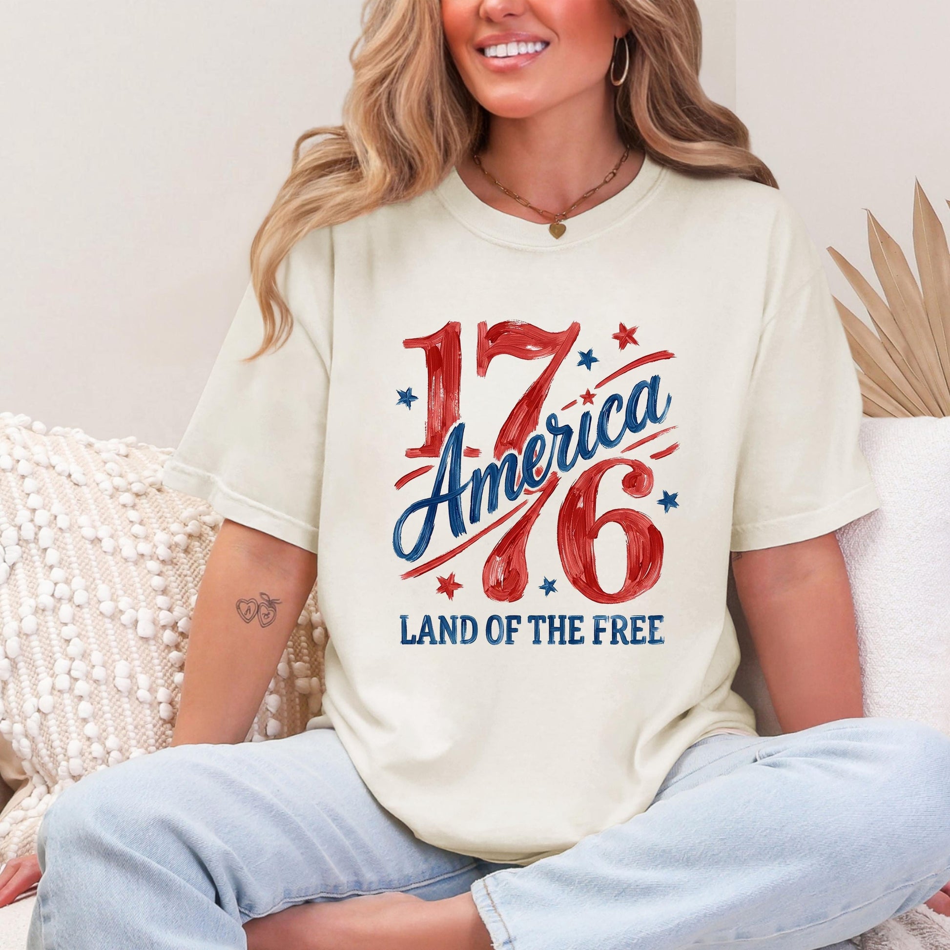 Comfort Colors 1776 America Shirt, 4th of July T-Shirt, Retro Land of the Free Shirt, Patriotic USA Graphic Shirt, Freedom Celebration Tee