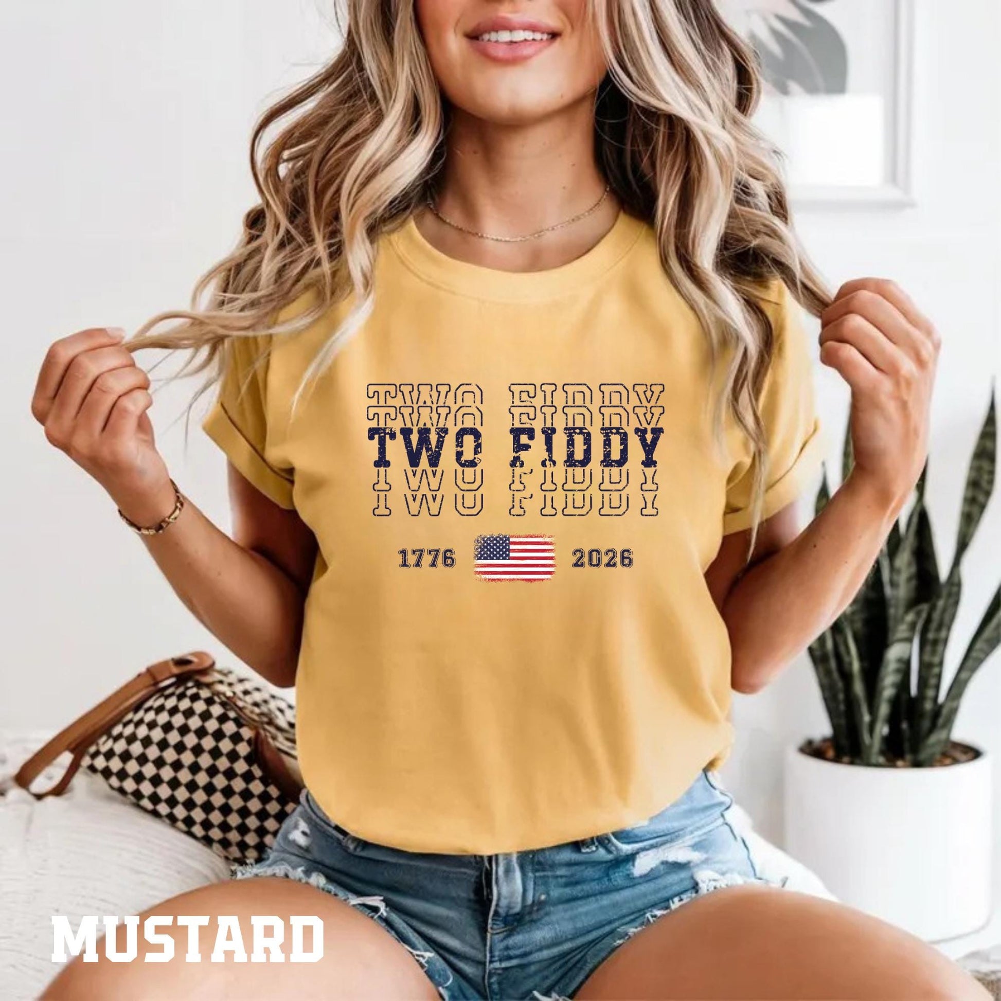 Two Fiddy Comfort Colors® Shirt, America 250th Anniversary Patriotic Tee, USA 1776 2026 Fourth of July