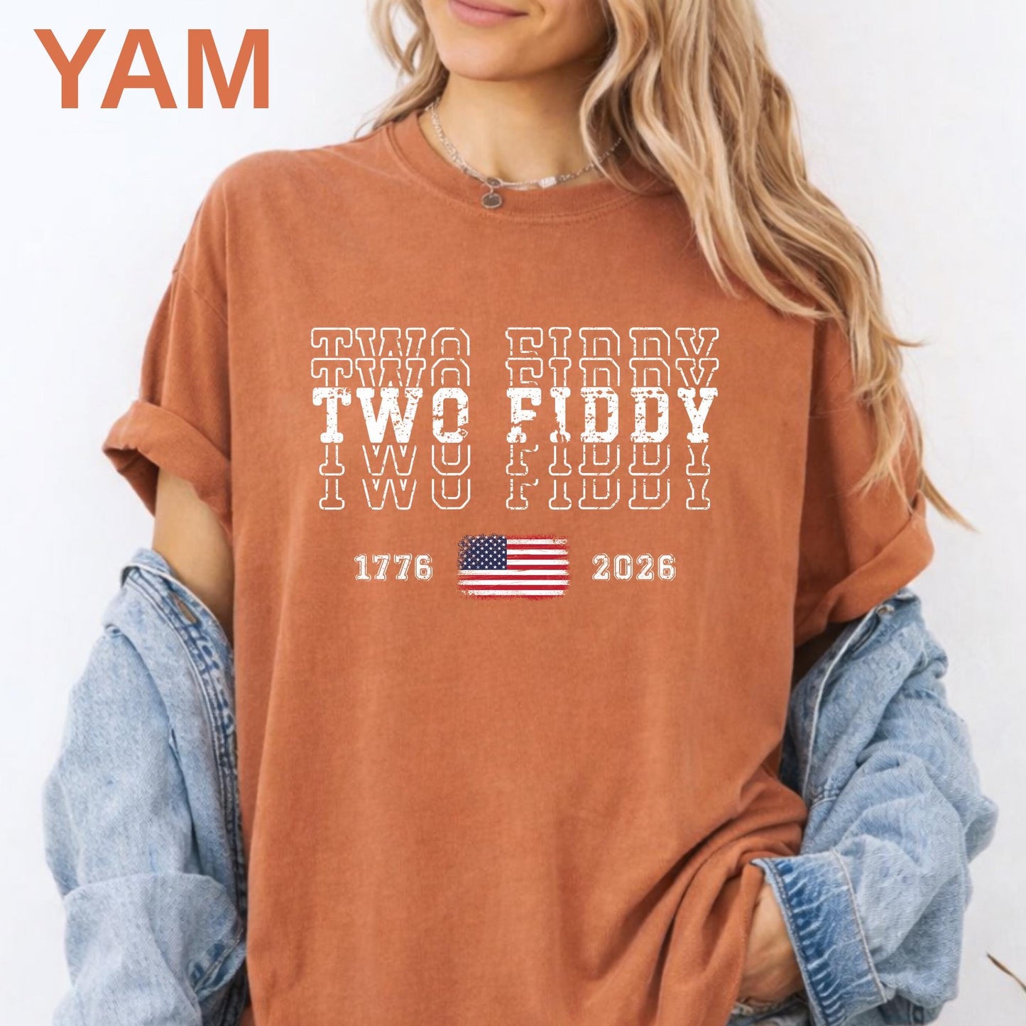 Two Fiddy Comfort Colors® Shirt, America 250th Anniversary Patriotic Tee, USA 1776 2026 Fourth of July
