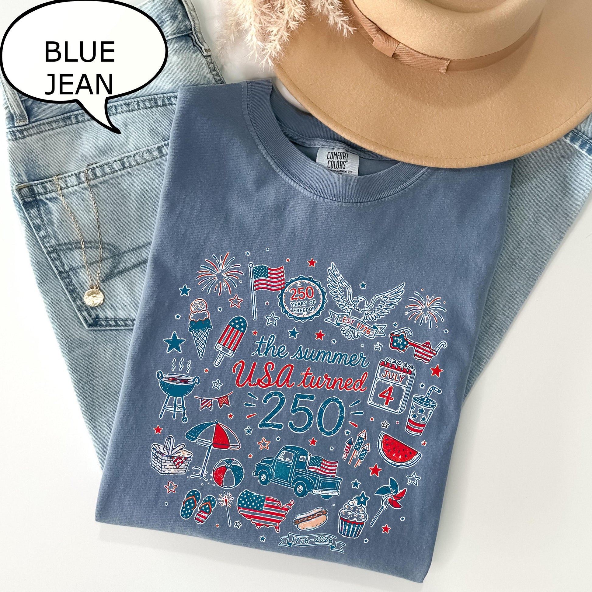 Comfort Colors® The Summer USA Turned T-Shirt, America 250th Birthday Shirt, 4th Of July Shirt