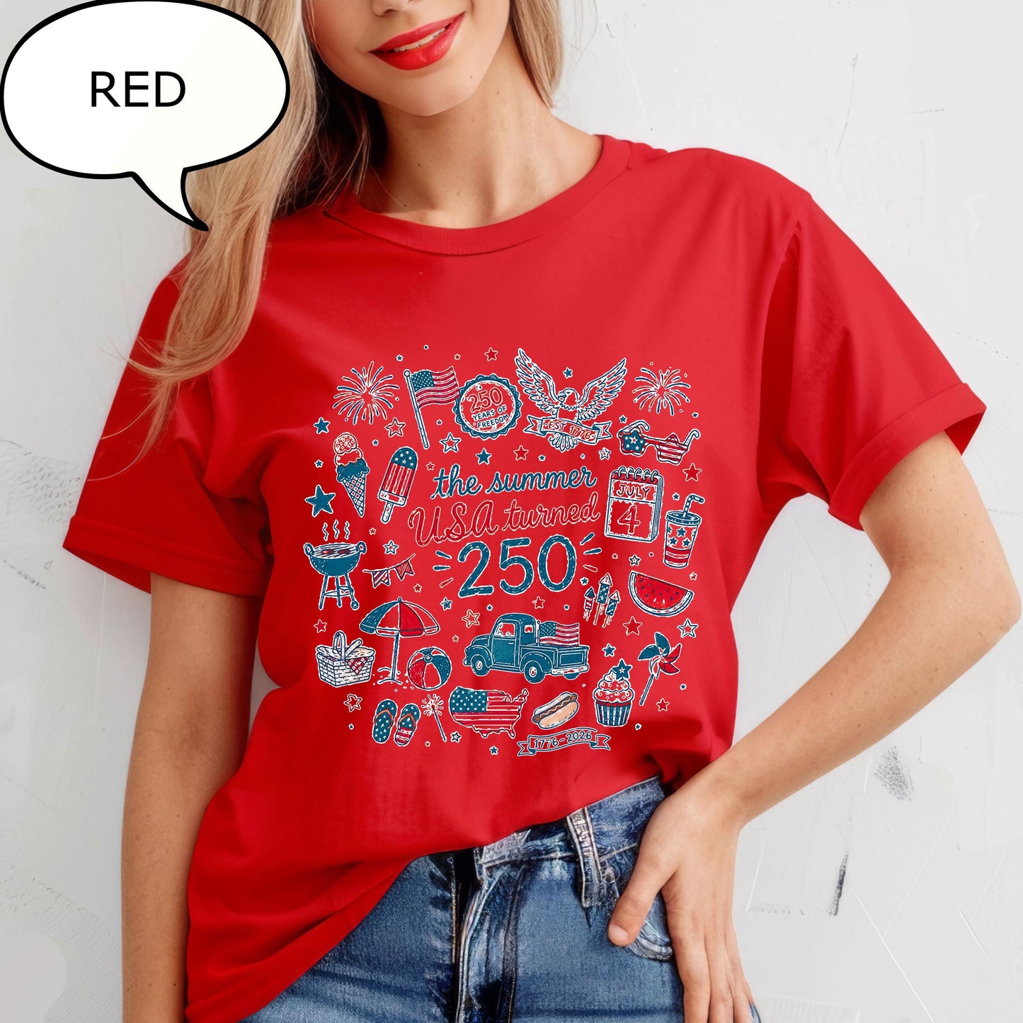 Comfort Colors® The Summer USA Turned T-Shirt, America 250th Birthday Shirt, 4th Of July Shirt