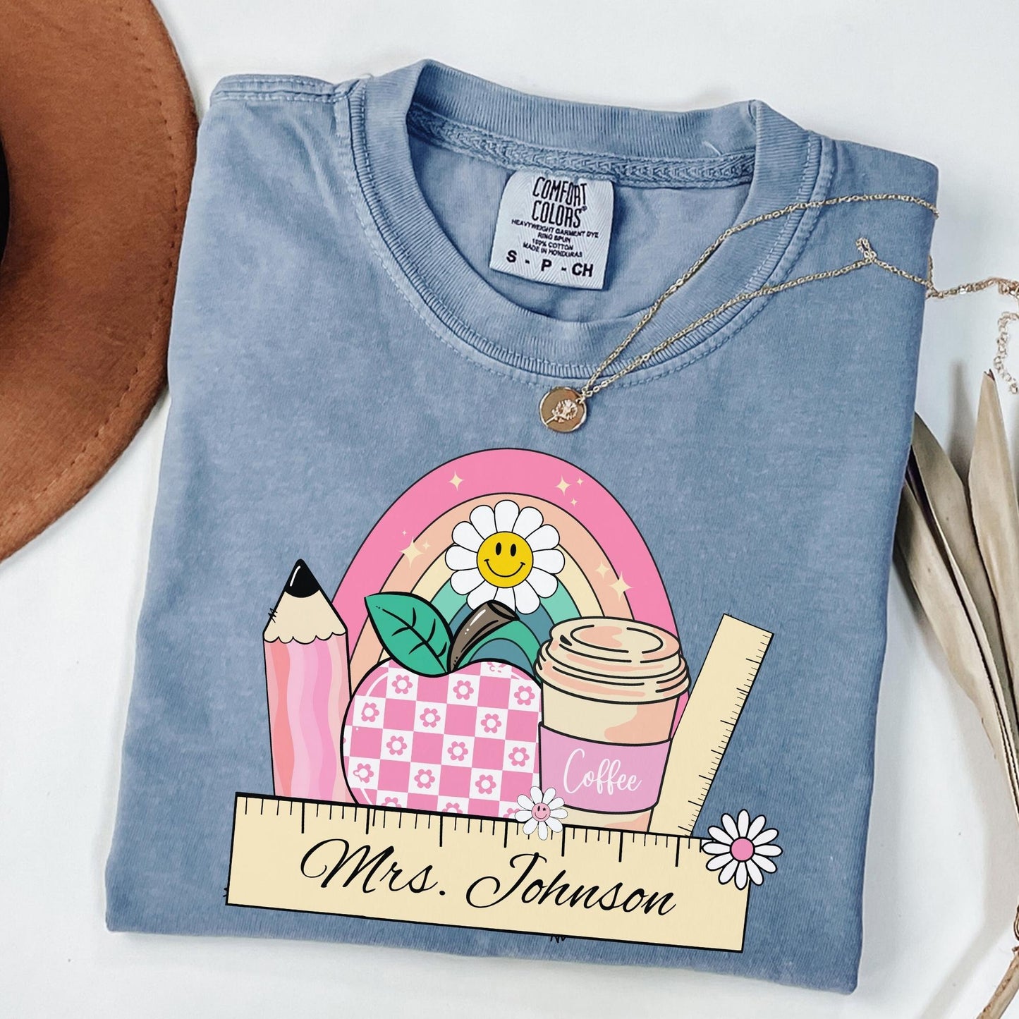 Comfort Colors® Custom Teacher Shirt, Pink Teacher Shirt, Teacher Coffee Tee, Teacher Appreciation, Back to School Gift, Last Day of School