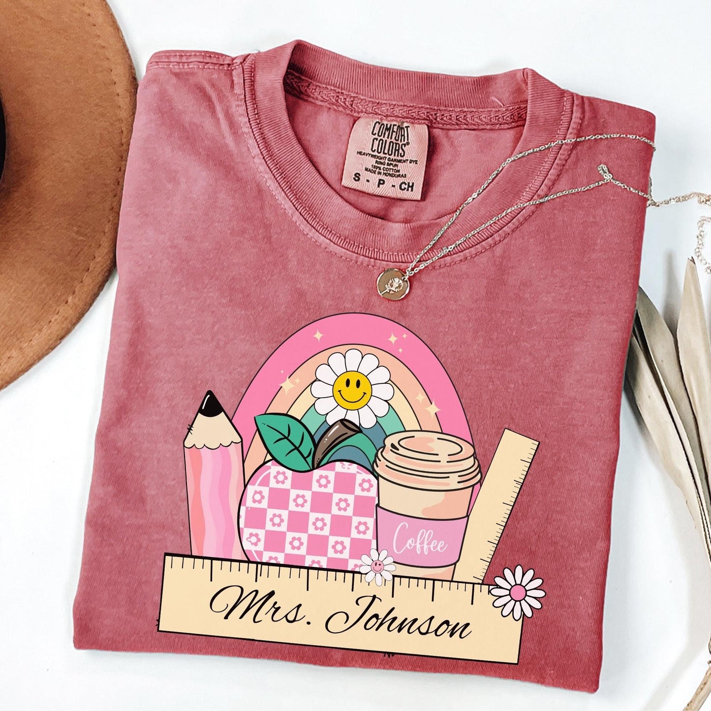 Comfort Colors® Custom Teacher Shirt, Pink Teacher Shirt, Teacher Coffee Tee, Teacher Appreciation, Back to School Gift, Last Day of School