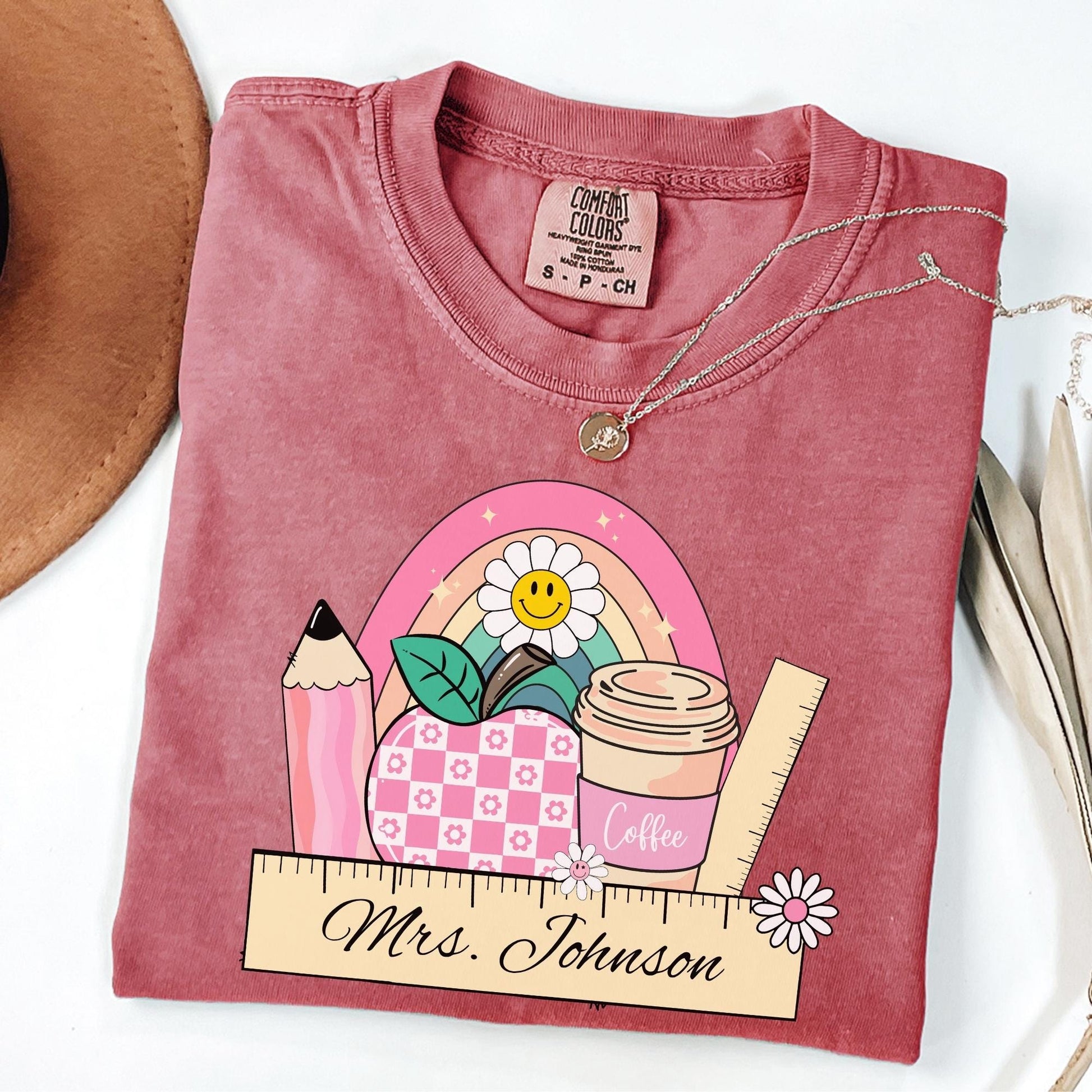 Comfort Colors® Custom Teacher Shirt, Pink Teacher Shirt, Teacher Coffee Tee, Teacher Appreciation, Back to School Gift, Last Day of School