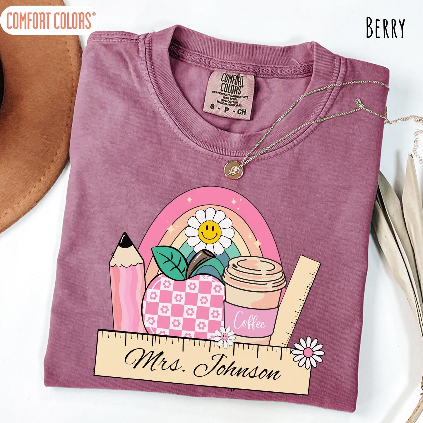 Comfort Colors® Custom Teacher Shirt, Pink Teacher Shirt, Teacher Coffee Tee, Teacher Appreciation, Back to School Gift, Last Day of School
