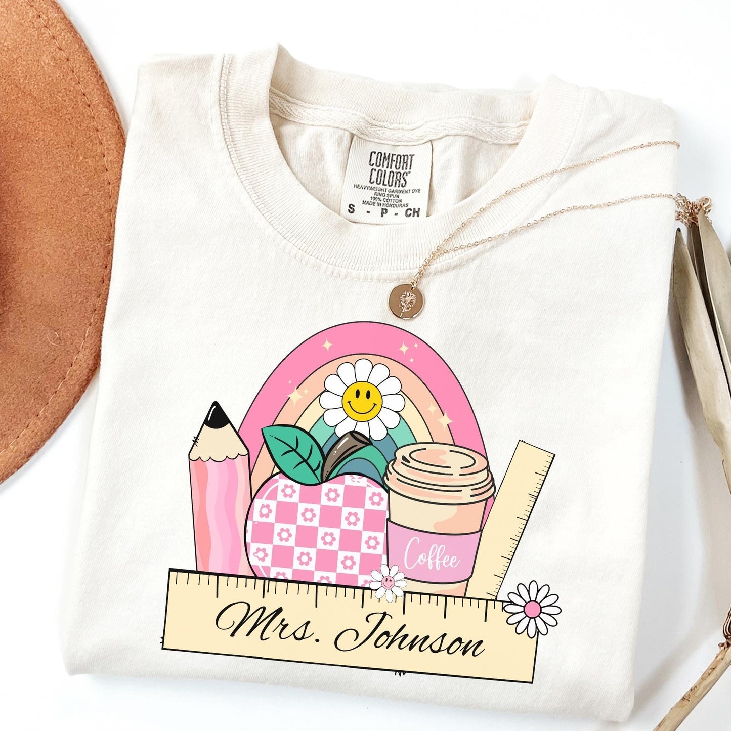 Comfort Colors® Custom Teacher Shirt, Pink Teacher Shirt, Teacher Coffee Tee, Teacher Appreciation, Back to School Gift, Last Day of School