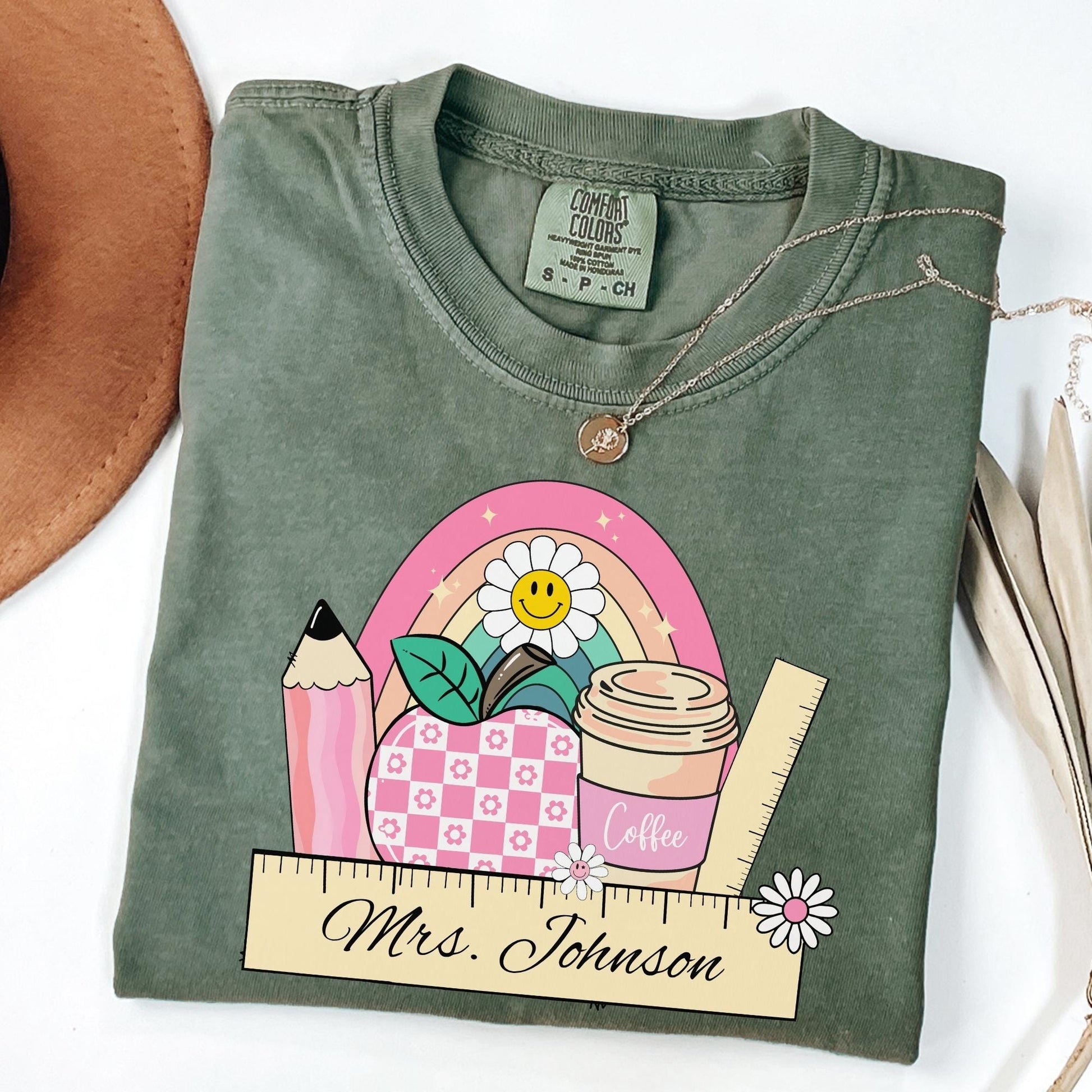 Comfort Colors® Custom Teacher Shirt, Pink Teacher Shirt, Teacher Coffee Tee, Teacher Appreciation, Back to School Gift, Last Day of School