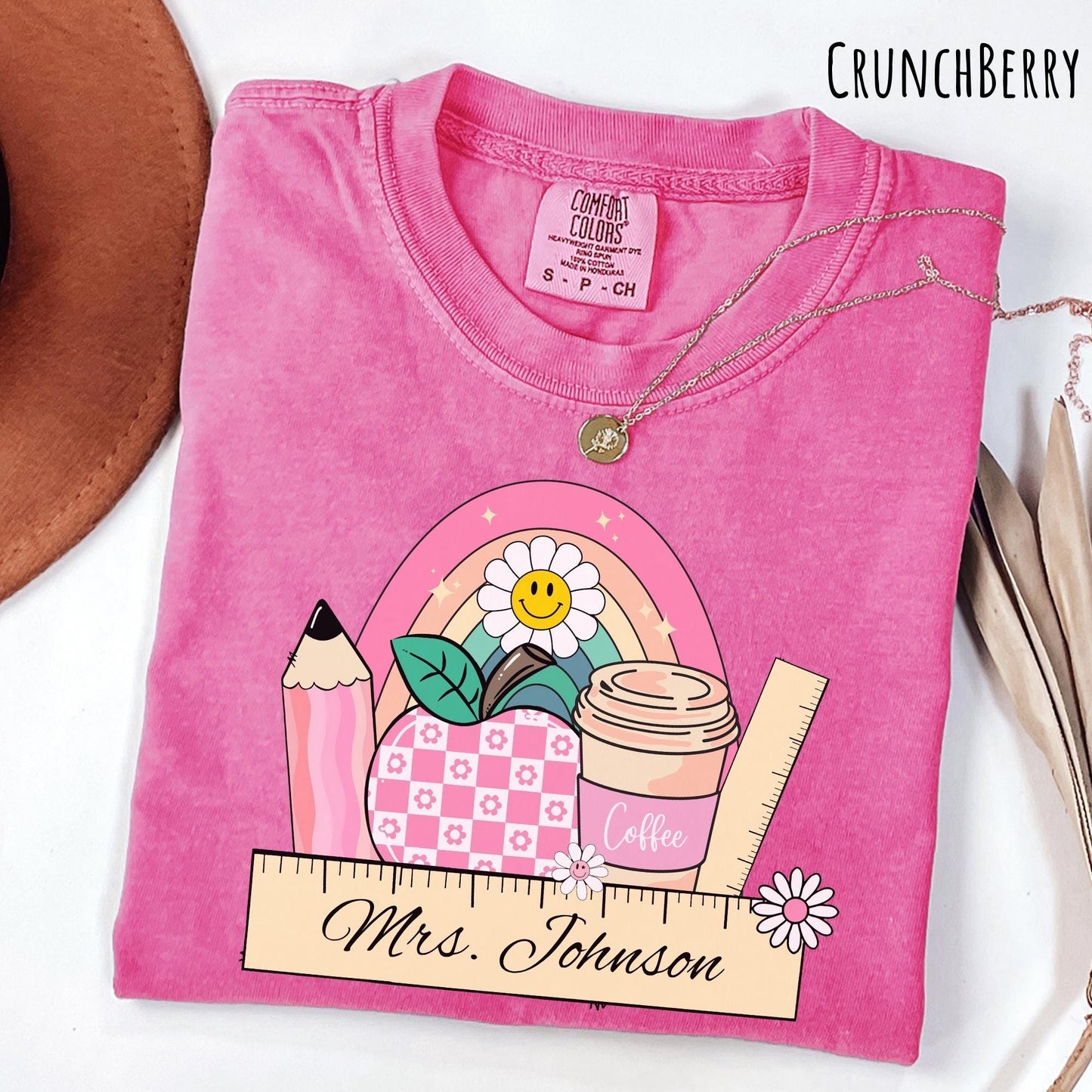Comfort Colors® Custom Teacher Shirt, Pink Teacher Shirt, Teacher Coffee Tee, Teacher Appreciation, Back to School Gift, Last Day of School