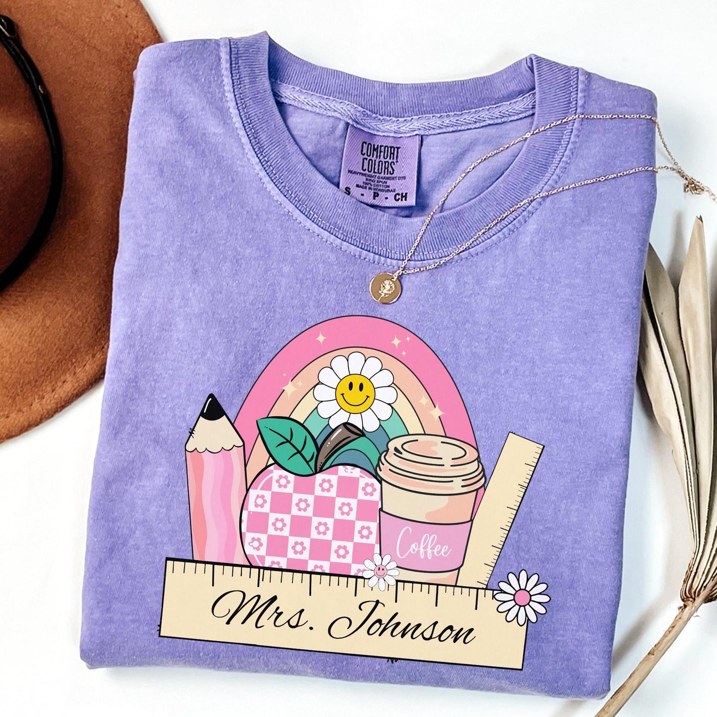Comfort Colors® Custom Teacher Shirt, Pink Teacher Shirt, Teacher Coffee Tee, Teacher Appreciation, Back to School Gift, Last Day of School