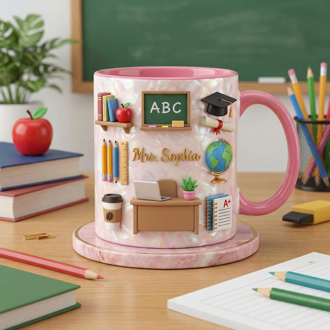 Personalized Teacher Mug with Name, Custom Teacher Coffee Cup, Cute Classroom Mug, Back to School Gift, Teacher Appreciation Gift