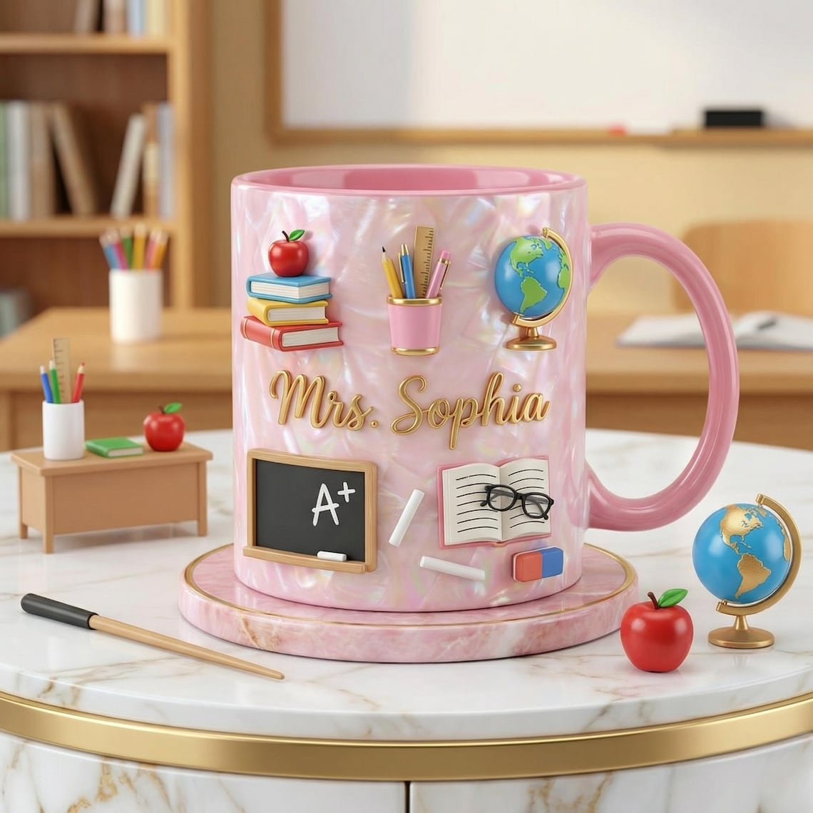 Personalized Teacher Mug with Name, Custom Teacher Coffee Cup, Cute Classroom Mug, Back to School Gift, Teacher Appreciation Gift
