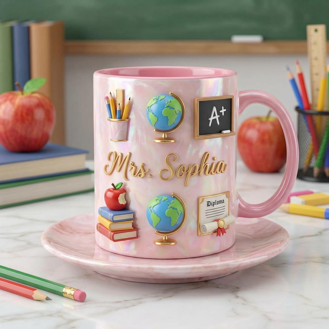 Personalized Teacher Mug with Name, Custom Teacher Coffee Cup, Cute Classroom Mug, Back to School Gift, Teacher Appreciation Gift
