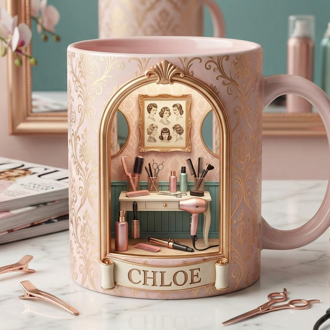 Personalized Hair Stylist Mug, Custom Name Coffee Cup, Hair Salon Gift, Hairstylist Mug, Beauty Lover Gift, Unique Gift for Her