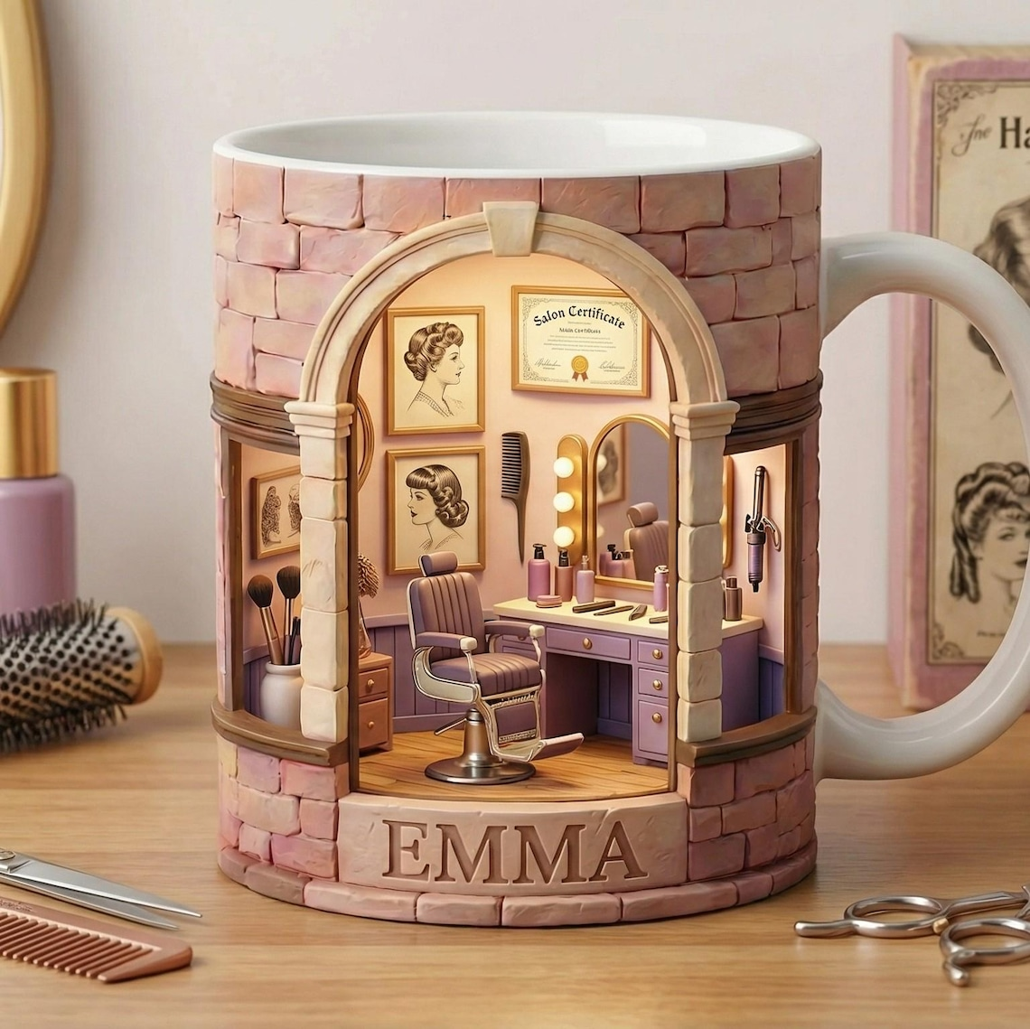 Personalized Hair Stylist Mug, Custom Name Coffee Cup, Hair Salon Gift, Hairstylist Mug, Beauty Lover Gift, Unique Gift for Her