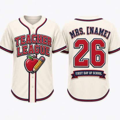 Teacher League baseball jersey clean front and back product mockup