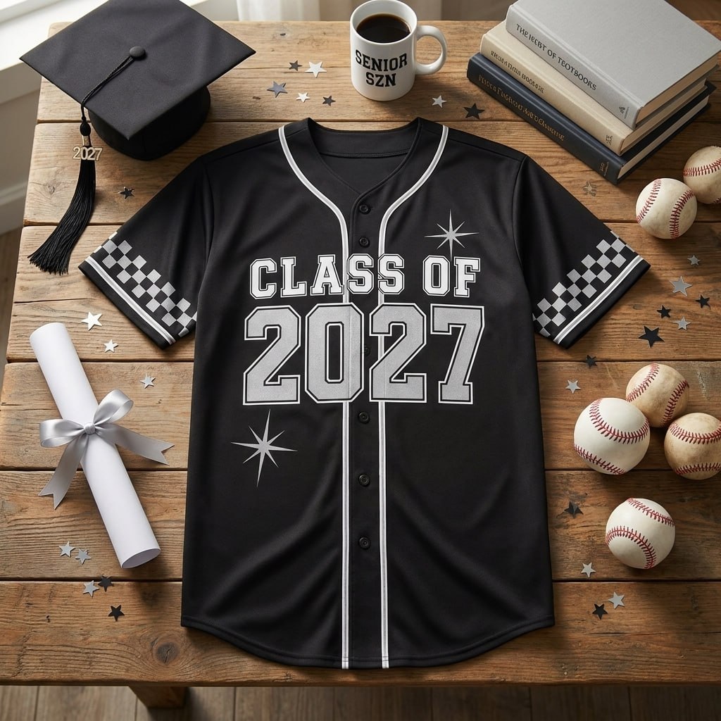 Personalized Class of 2027 Senior Baseball Jersey, Custom Name Last First Day Shirt