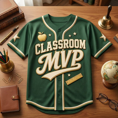 Personalized Classroom MVP Teacher Baseball Jersey, Custom Name Teacher All Star Jersey
