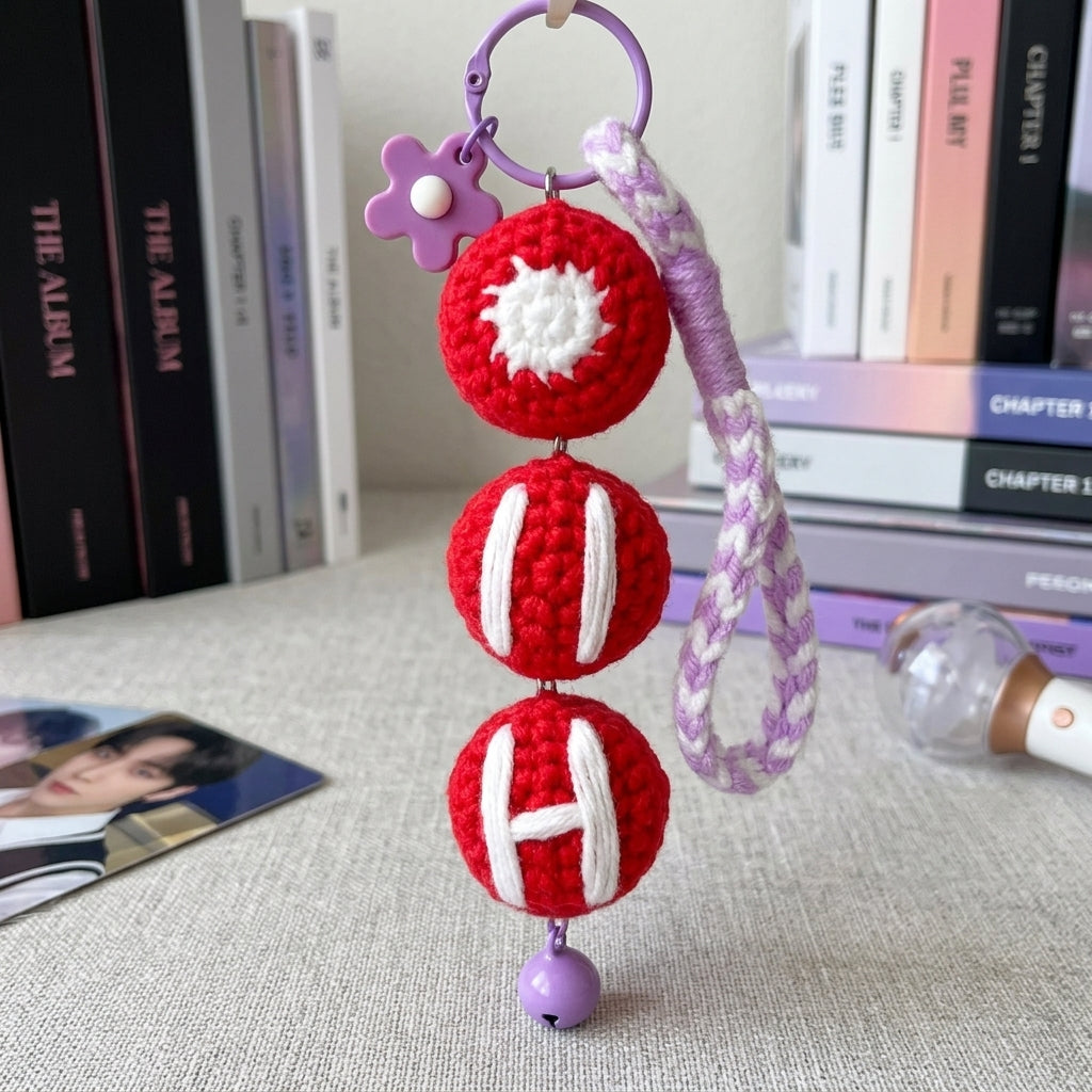Handmade Crochet Kpop Lightstick Keychain, Cute Yarn Bag, Backpack Charm, Idol Fan Gift, Yarn Keychain Set