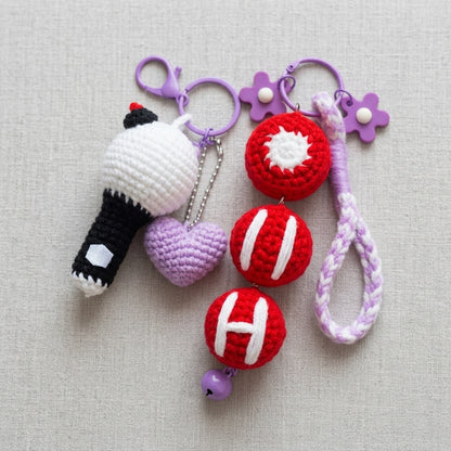 Handmade Crochet Kpop Lightstick Keychain, Cute Yarn Bag, Backpack Charm, Idol Fan Gift, Yarn Keychain Set