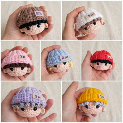 Handmade Crochet Kpop Idol Plush Keychain, Cute Chibi Doll Bag Charm & Fan Gift