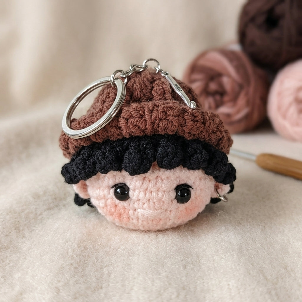 Handmade Crochet Kpop Idol Plush Keychain, Cute Chibi Doll Bag Charm & Fan Gift