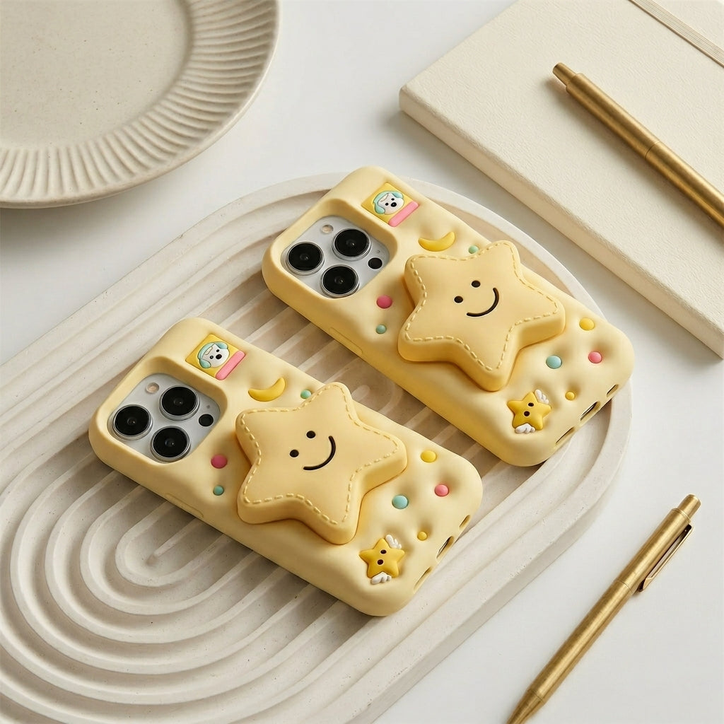 Cute 3D Fluffy Silicone iPhone Case Built-in Case, Shockproof Full Protection Kawaii Phone Cover