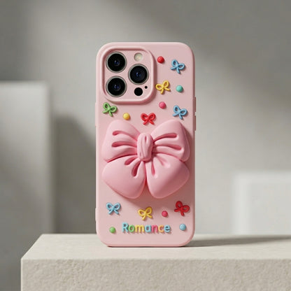 Cute 3D Fluffy Silicone iPhone Case Built-in Case, Shockproof Full Protection Kawaii Phone Cover